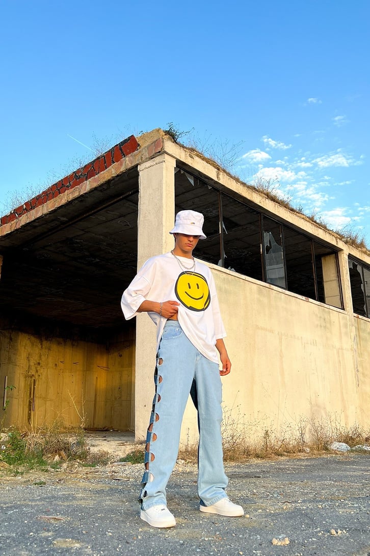 Pure Smile Oversize Beyaz Tshirt