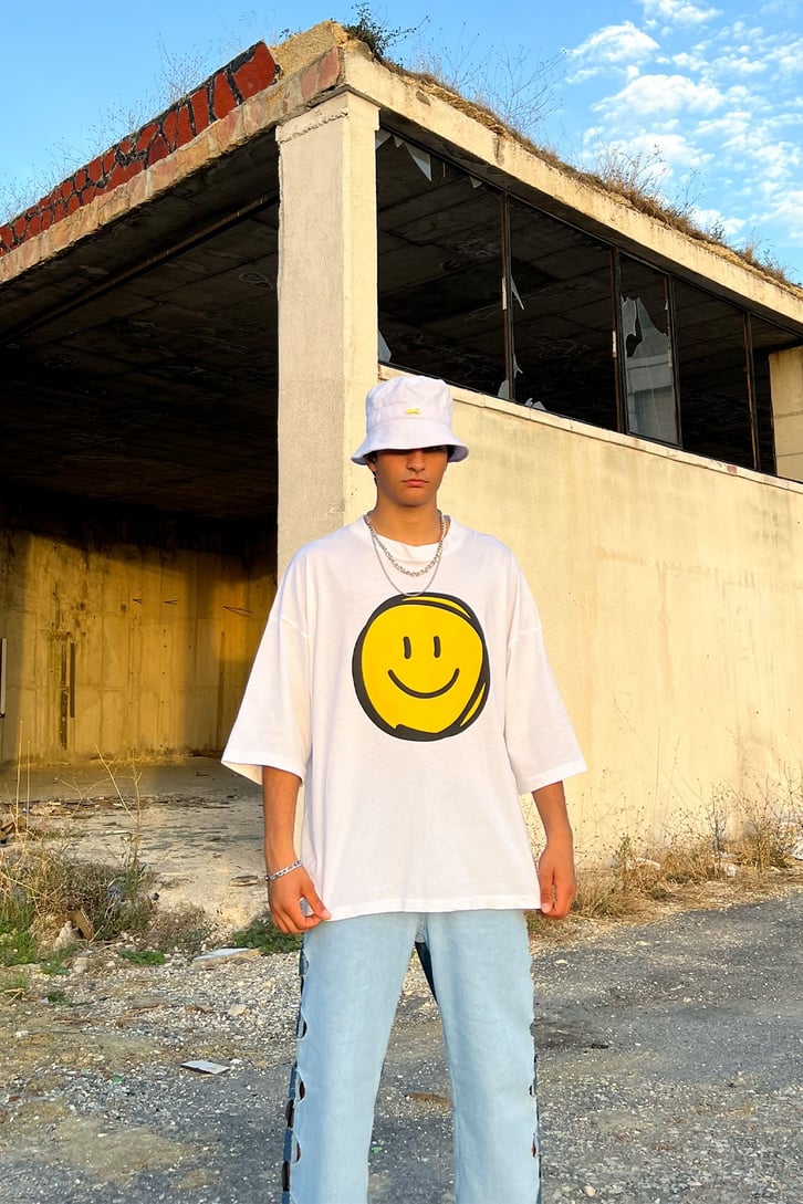 Pure Smile Oversize Beyaz Tshirt