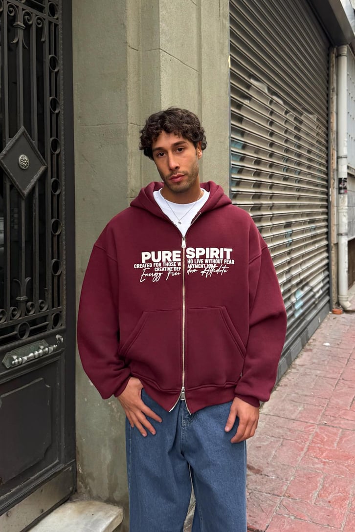 Pure Spırıt Baskılı Hoodie