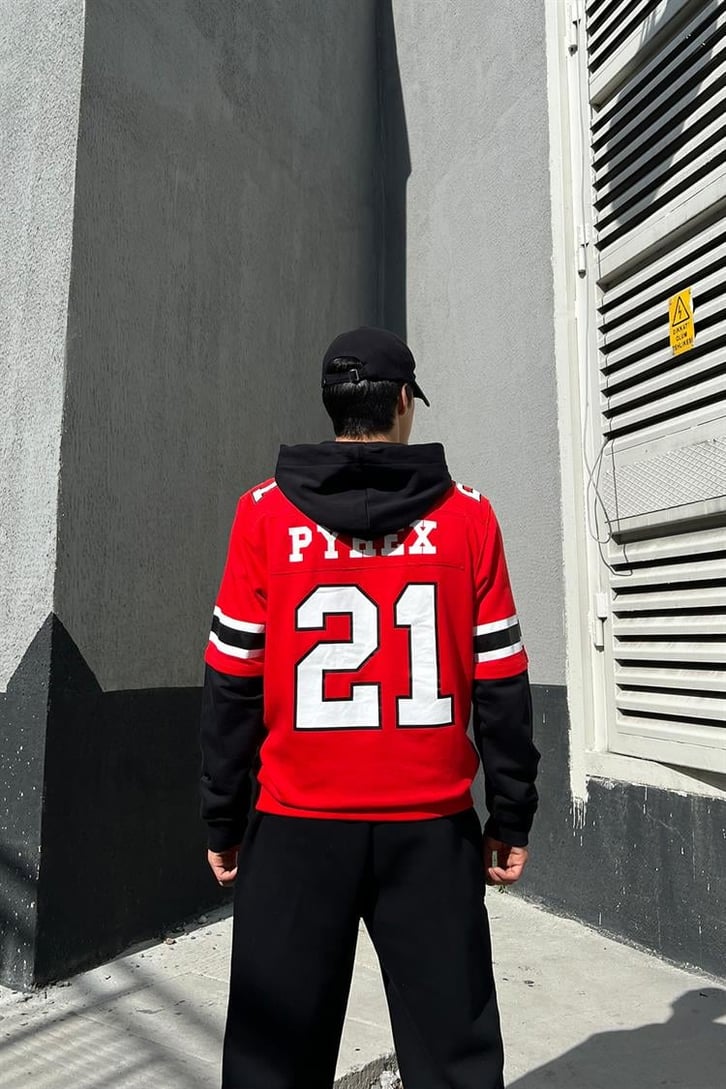 Pyrex 21 Baskılı Kırmızı Hoodie