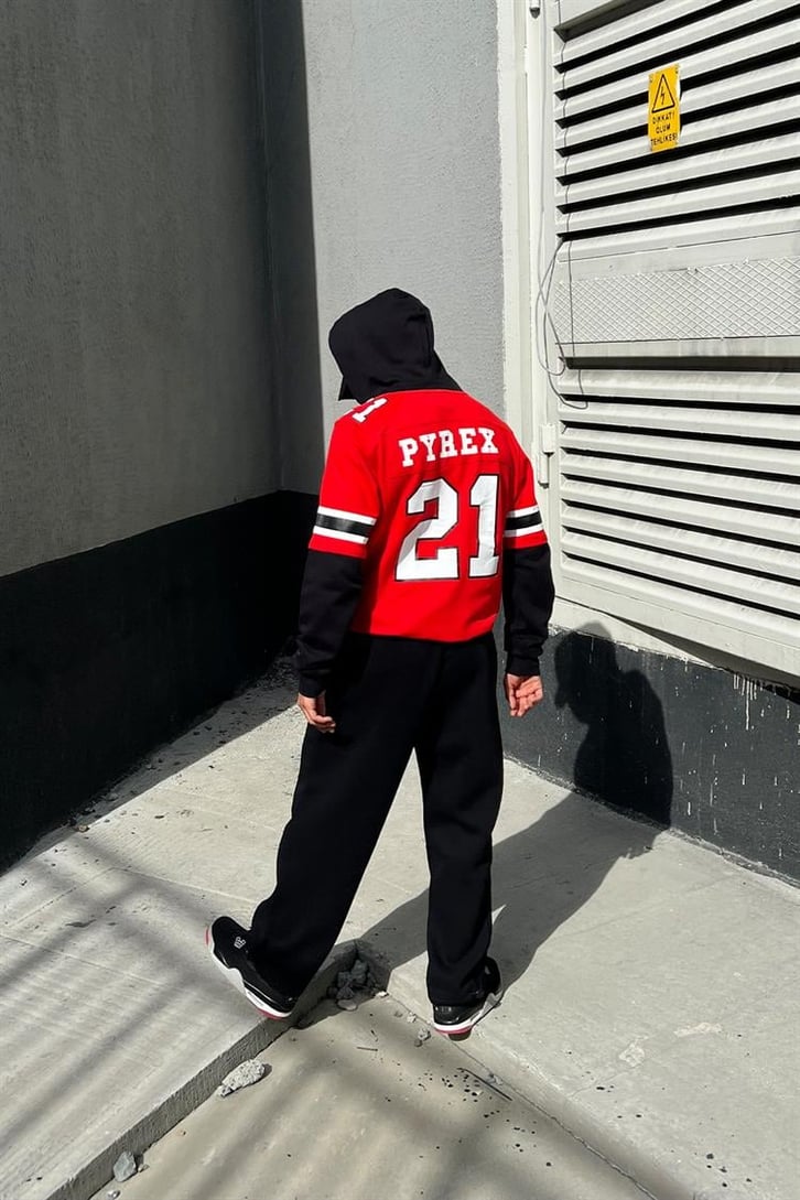Pyrex 21 Baskılı Kırmızı Hoodie