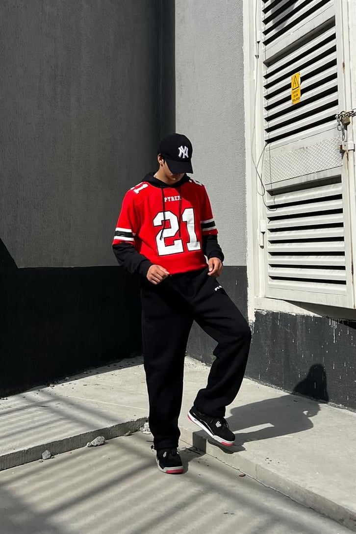 Pyrex 21 Baskılı Kırmızı Hoodie
