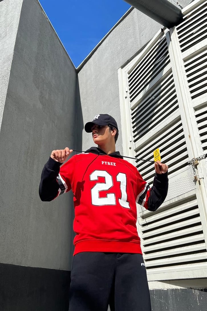 Pyrex 21 Baskılı Kırmızı Hoodie