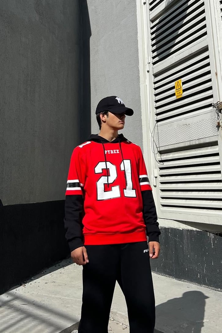 Pyrex 21 Baskılı Kırmızı Hoodie