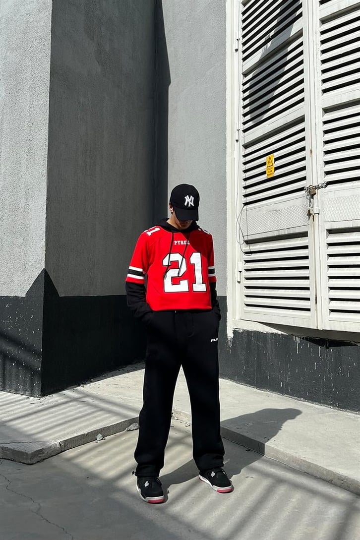 Pyrex 21 Baskılı Kırmızı Hoodie