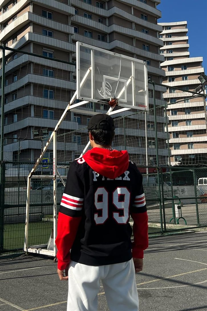 Pyrex 99 Baskılı Siyah İçi Pamuklu Hoodie