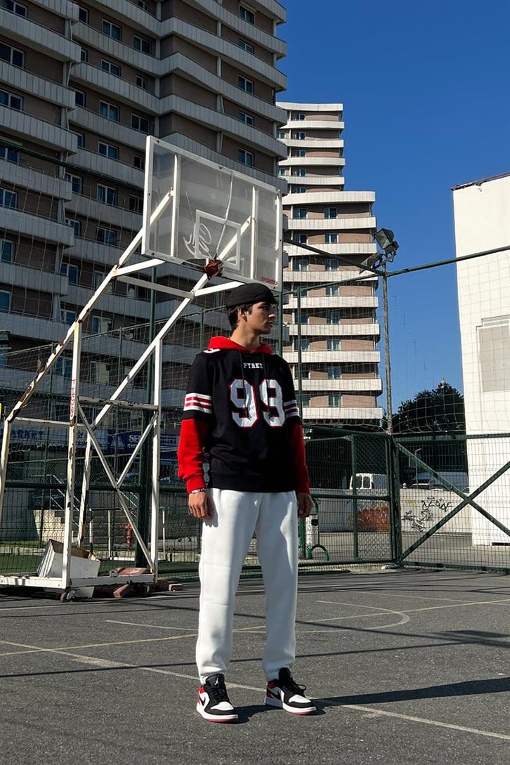 Pyrex 99 Baskılı Siyah İçi Pamuklu Hoodie