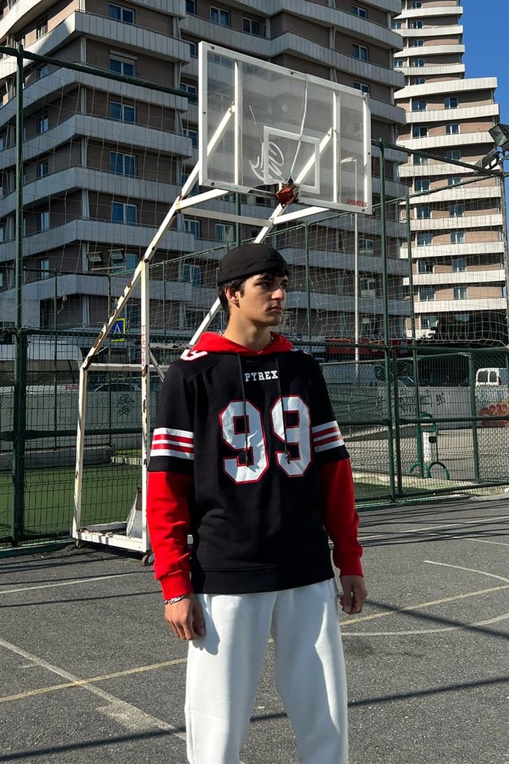 Pyrex 99 Baskılı Siyah İçi Pamuklu Hoodie