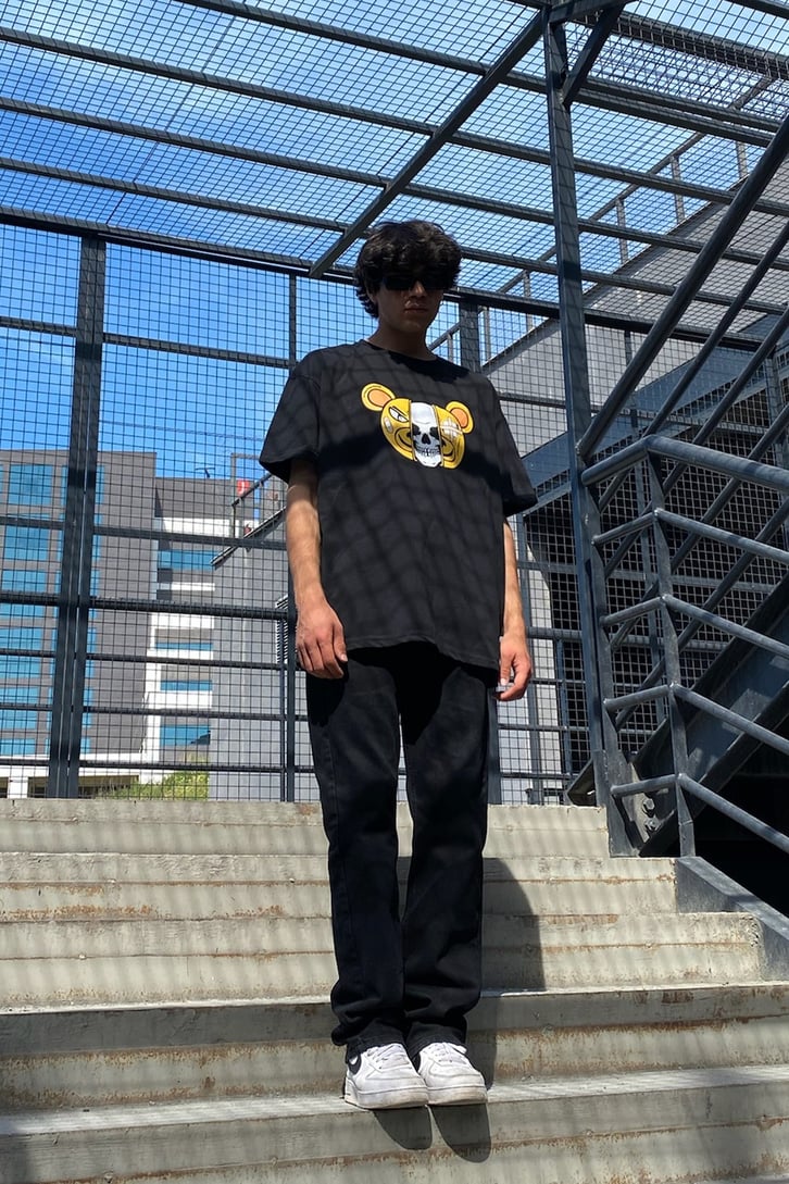Pysco Bear Siyah Oversize Tshirt
