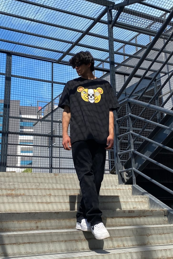 Pysco Bear Siyah Oversize Tshirt