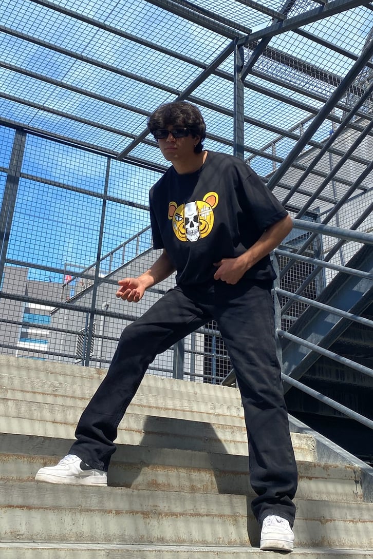 Pysco Bear Siyah Oversize Tshirt