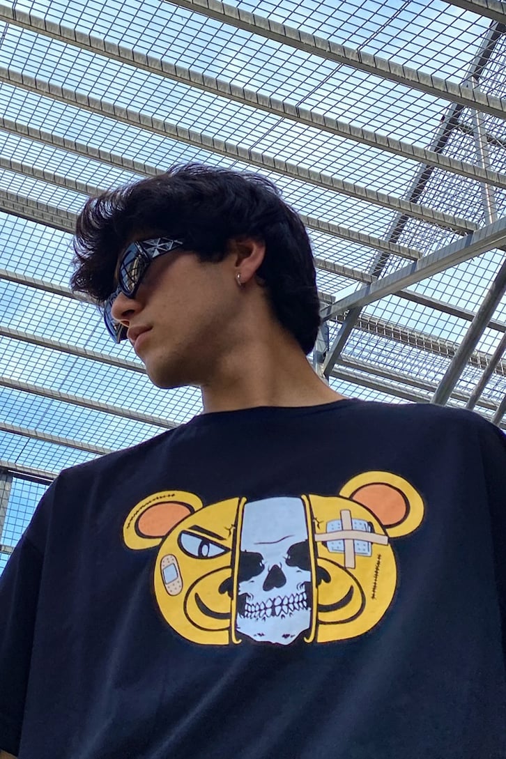 Pysco Bear Siyah Oversize Tshirt