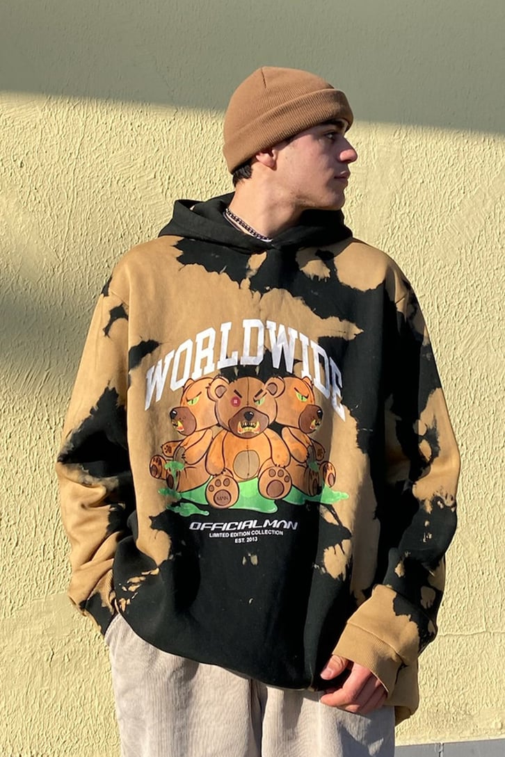 Pysco Bear Super Oversize Printed Premium Hoodie