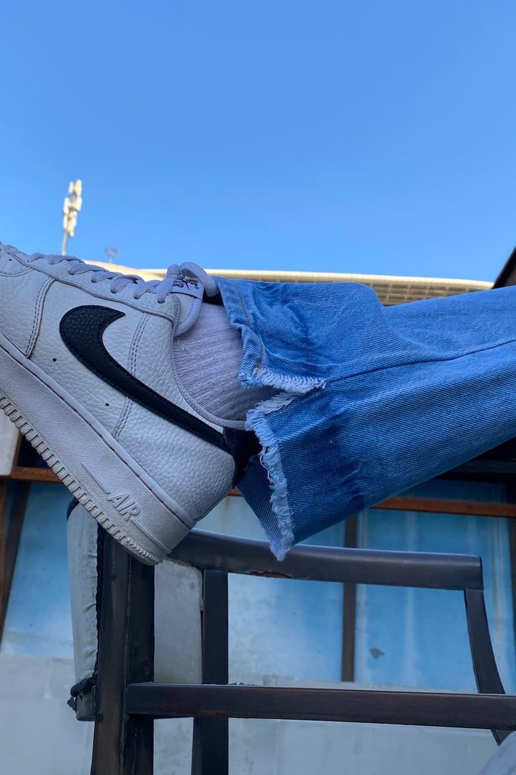 Quad Yırtık Detaylı Mavi Baggy Jean