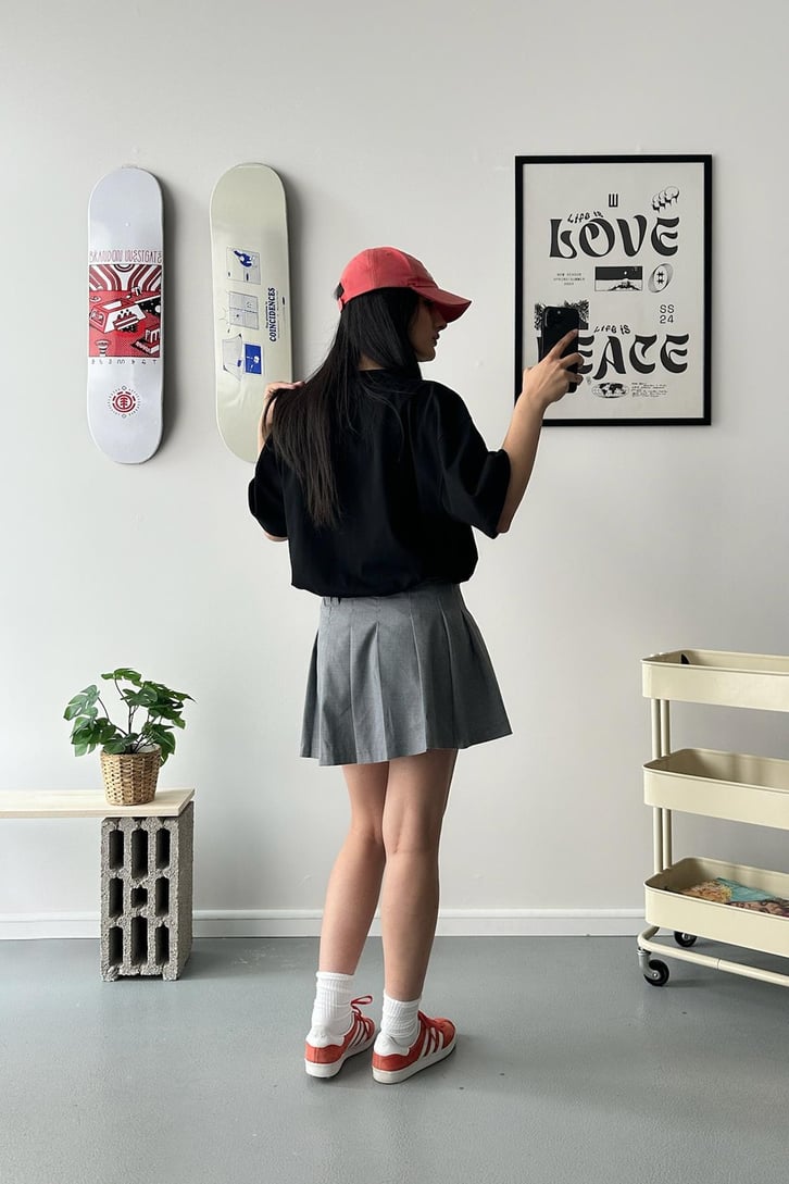 Quality Time Baskılı Oversize Tişört