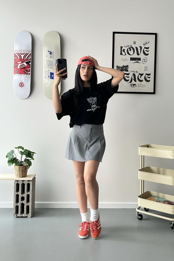 Quality Time Baskılı Oversize Tişört