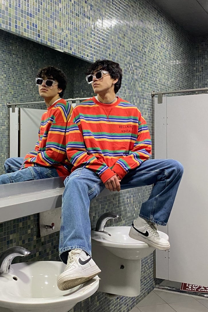 R.Vintage Color Block Oversize Premium Sweatshir