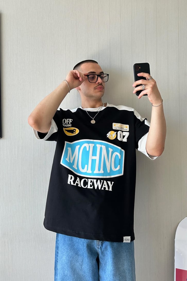 Racer Vibe Baskılı Oversize Tişört
