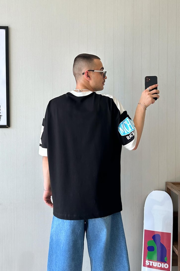 Racer Vibe Baskılı Oversize Tişört