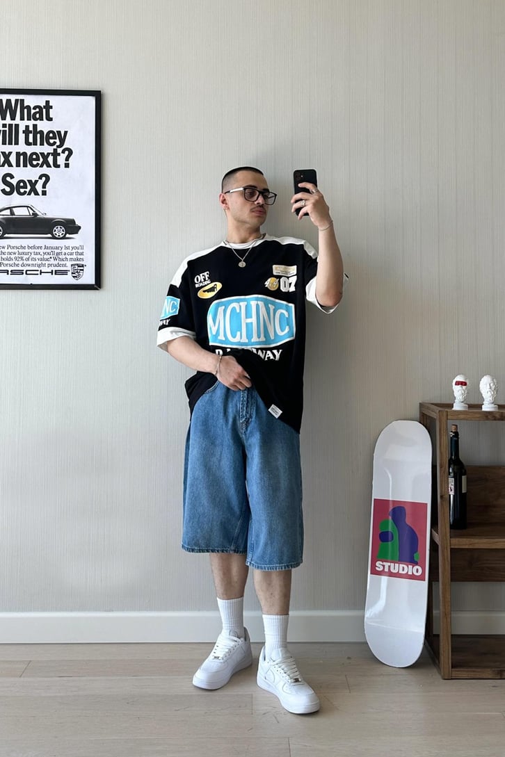 Racer Vibe Baskılı Oversize Tişört