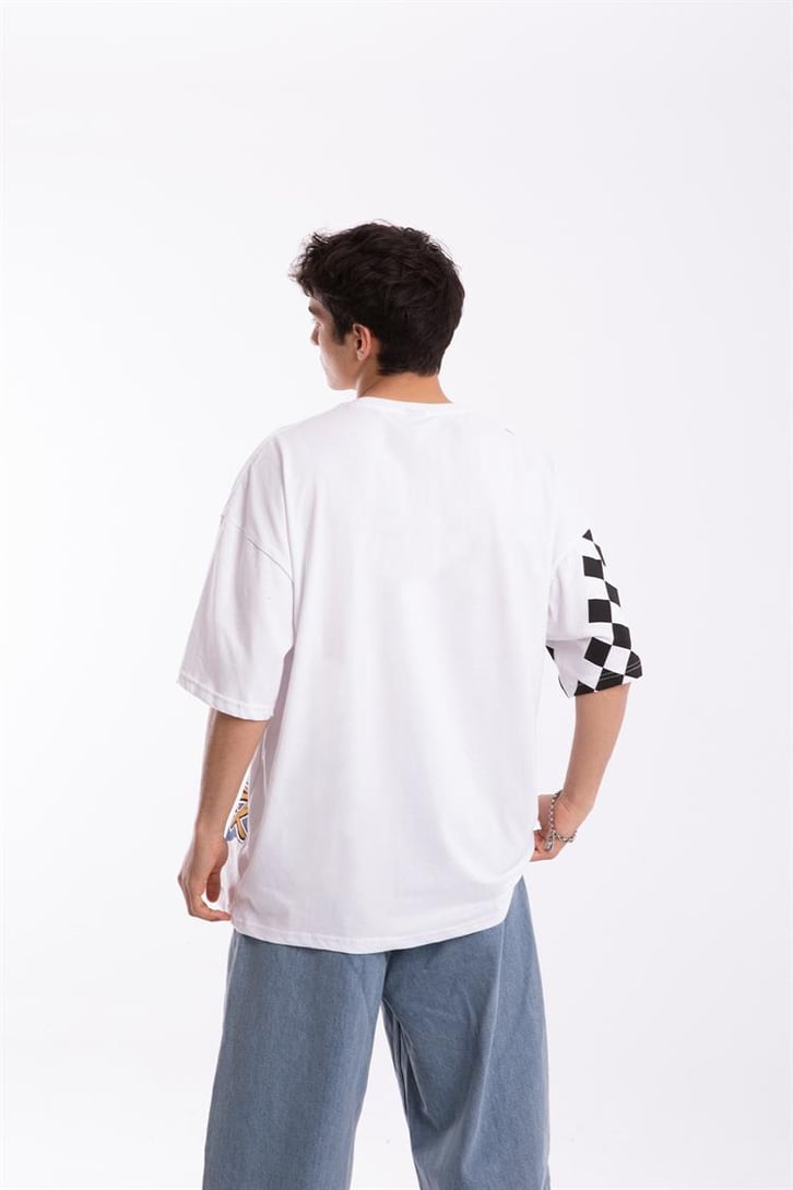 Racing 95 Baskılı Beyaz Oversize Tshirt