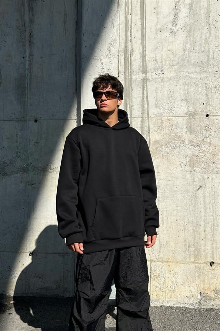 Racing Car 28 Siyah İçi Pamuklu Oversize Hoodie