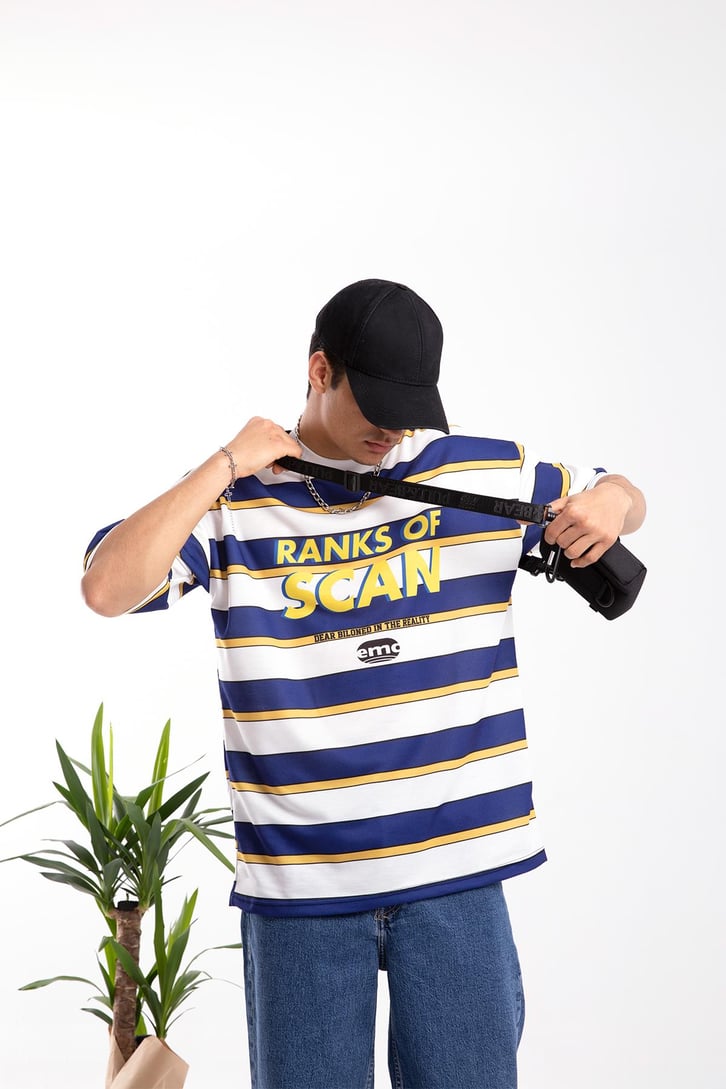 Ranks of Scan Çizgili Oversize Tshirt
