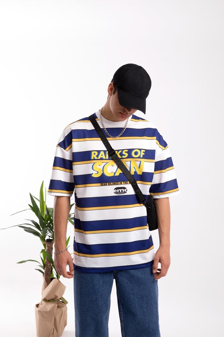 Ranks of Scan Çizgili Oversize Tshirt