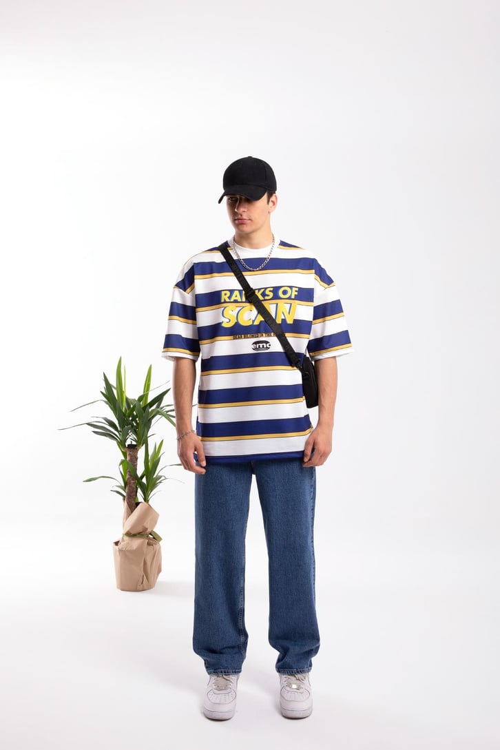 Ranks of Scan Çizgili Oversize Tshirt