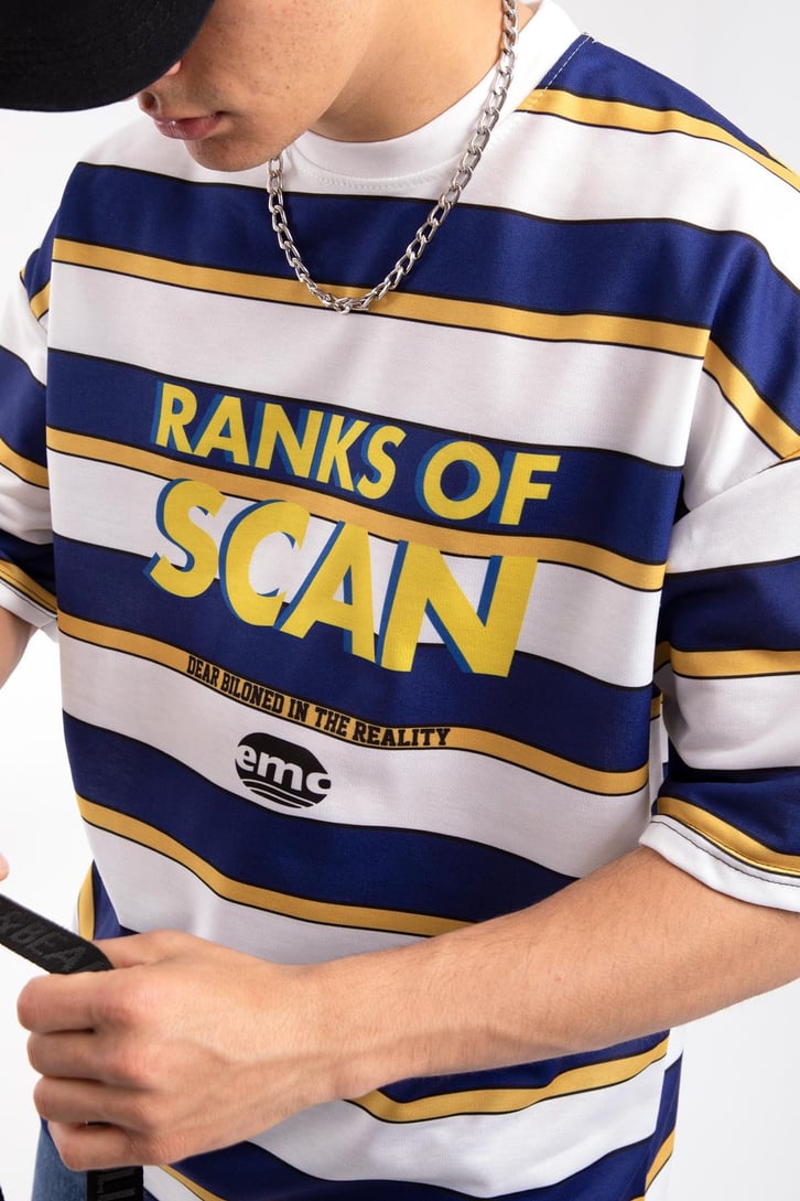 Ranks of Scan Çizgili Oversize Tshirt