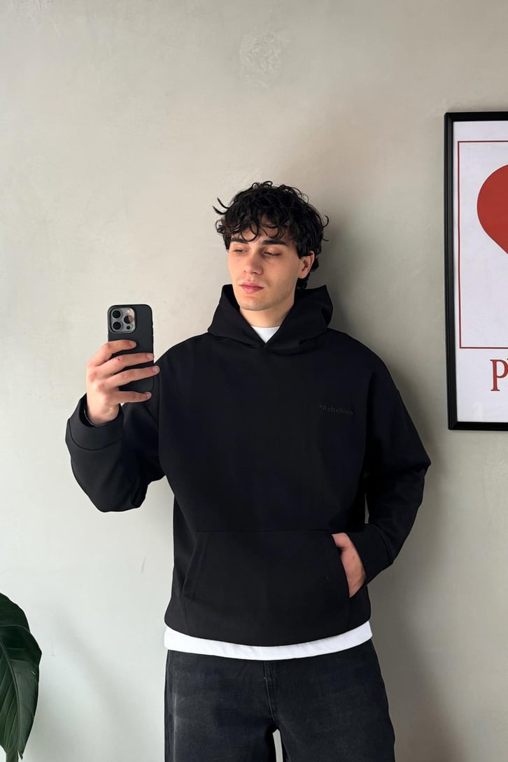 Rebellion Baskılı Hoodie
