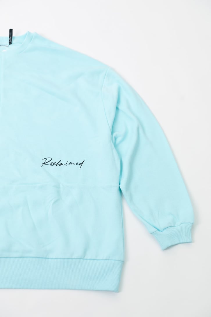 Reclaimed Baskılı Turkuaz Oversize Sweatshirt
