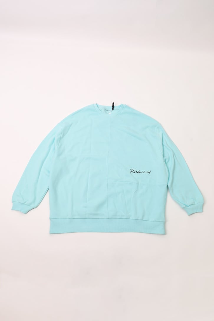 Reclaimed Baskılı Turkuaz Oversize Sweatshirt