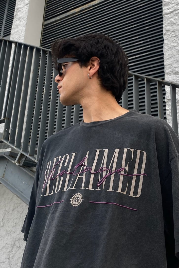 Reclaimed Vintage Yıkamalı Antrasit Oversize Tshirt