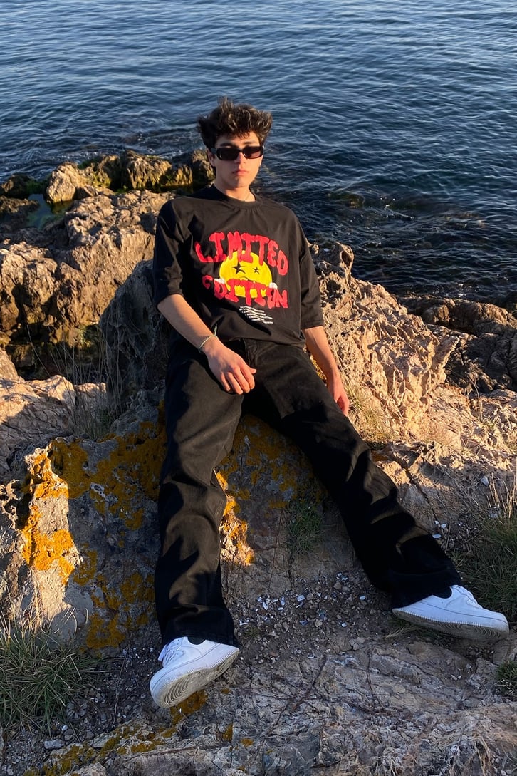 Red Limited Edition Baskılı Siyah Oversize Tshirt