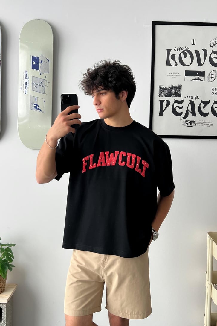 Red Sign Flawcult Oversize Tişört