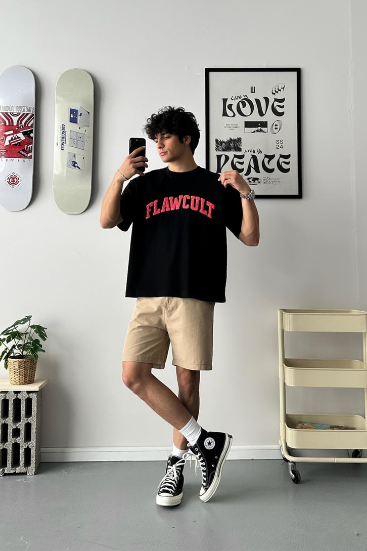 Red Sign Flawcult Oversize Tişört