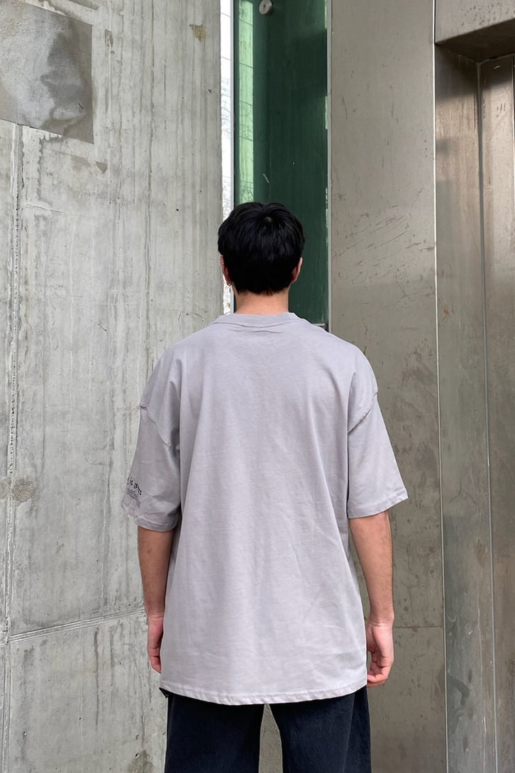 Reflection Oversize Printed Gri Tshirt