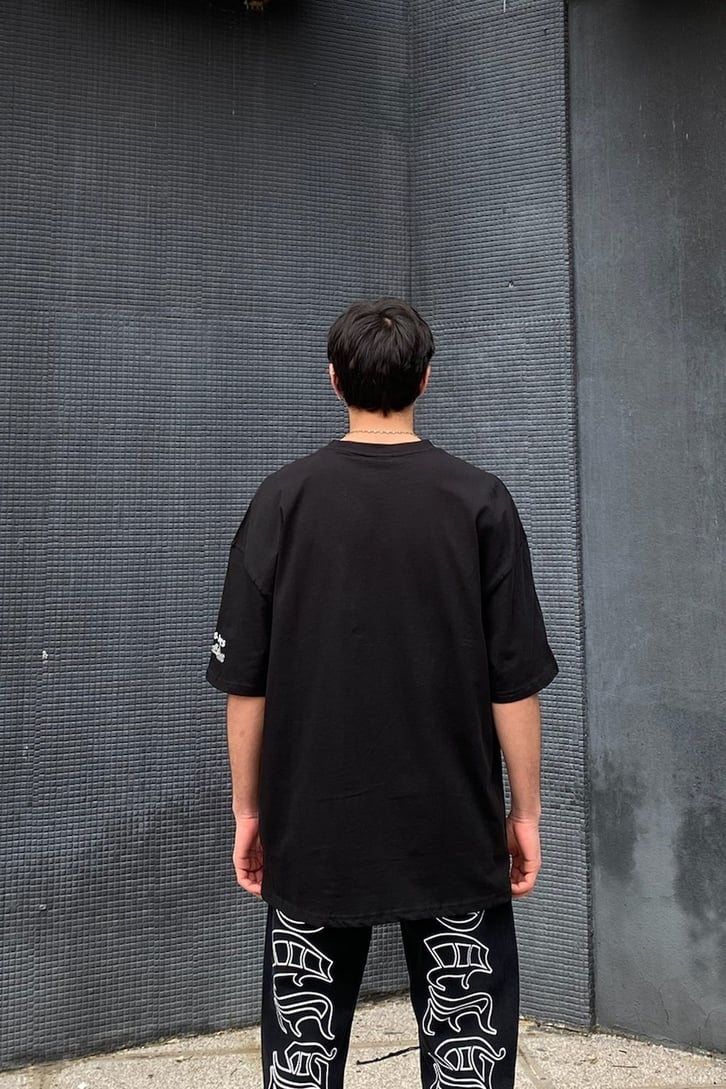 Reflection Oversize Printed Siyah Tshirt