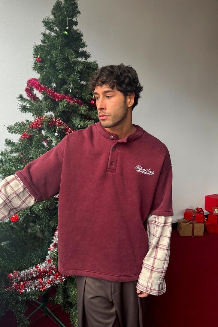 Reform Nakışlı Yaka Düğmeli Sweatshirt