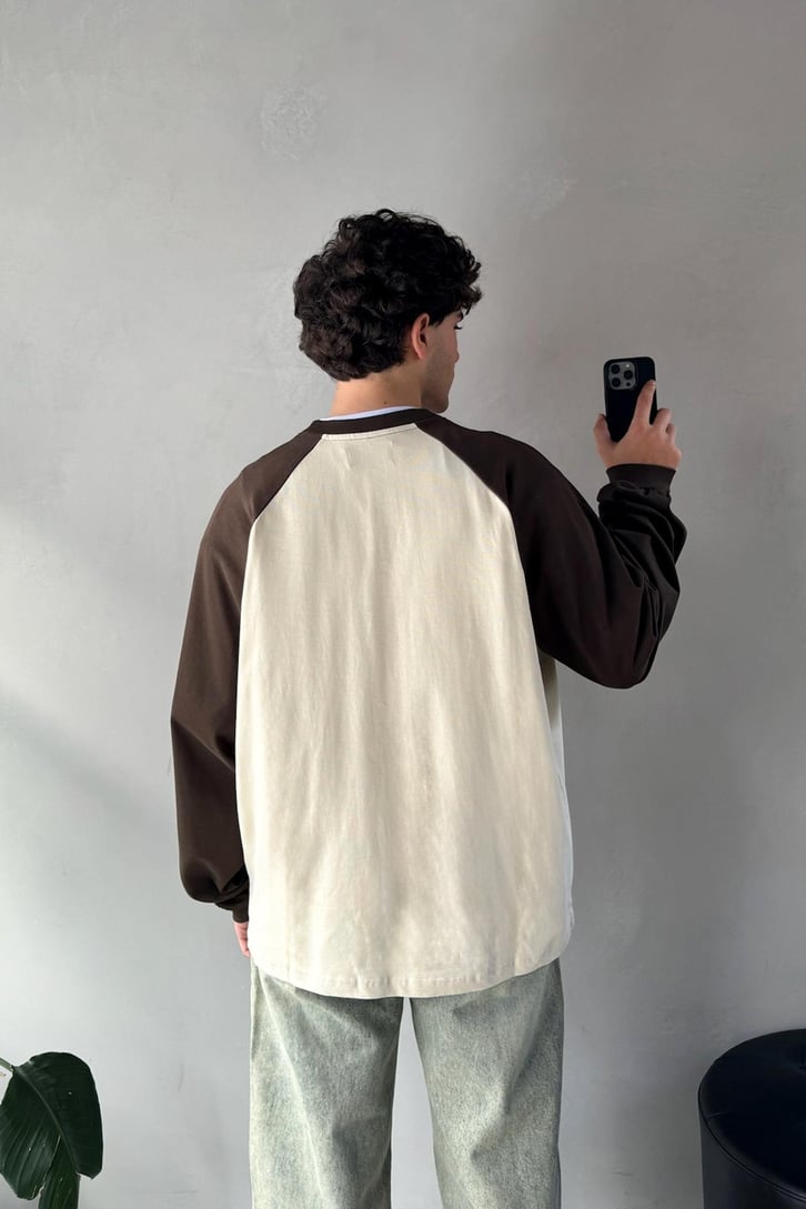 Reglan Kol Oversize Koyu Kahve Long Sleeve Tişört