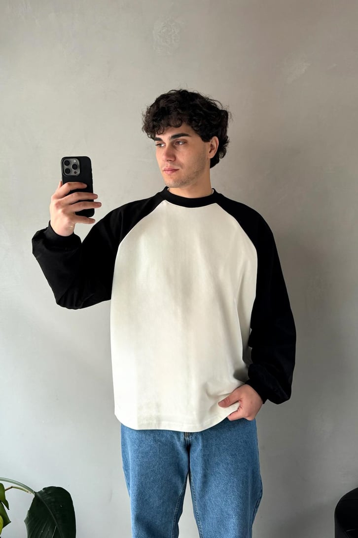 Reglan Kol Oversize Siyah Long Sleeve Tişört