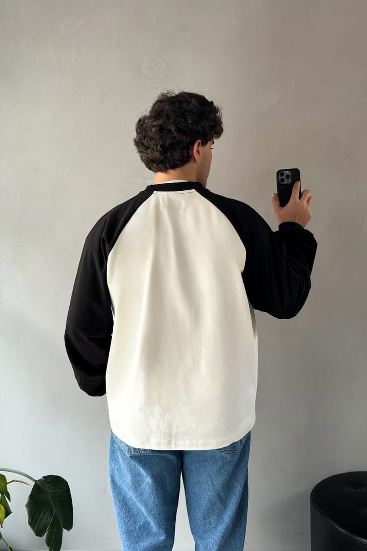Reglan Kol Oversize Siyah Long Sleeve Tişört
