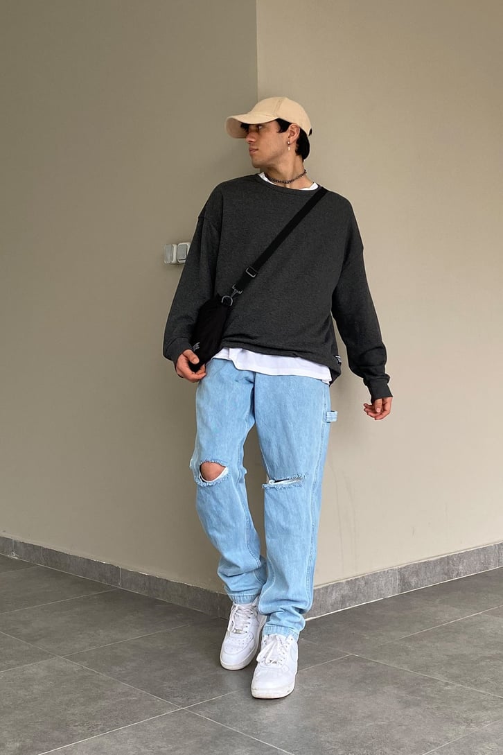 Regular Fit Antrasit Basic Sweatshirt