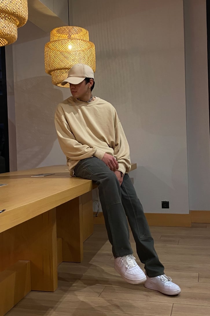 Regular Fit Beige Basic Sweatshirt