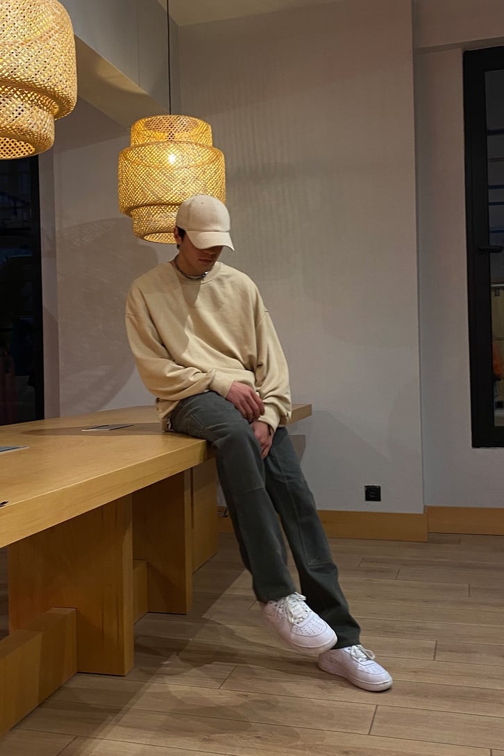 Regular Fit Beige Basic Sweatshirt