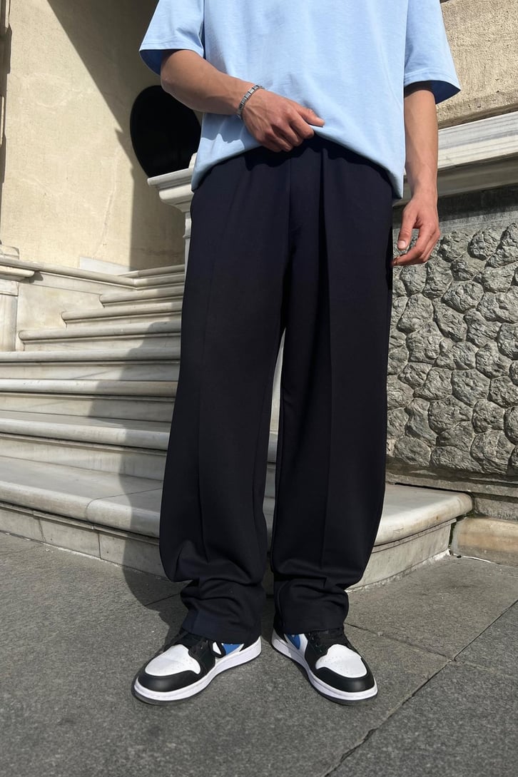 Relax Fit Lacivert Gabardin Pantolon