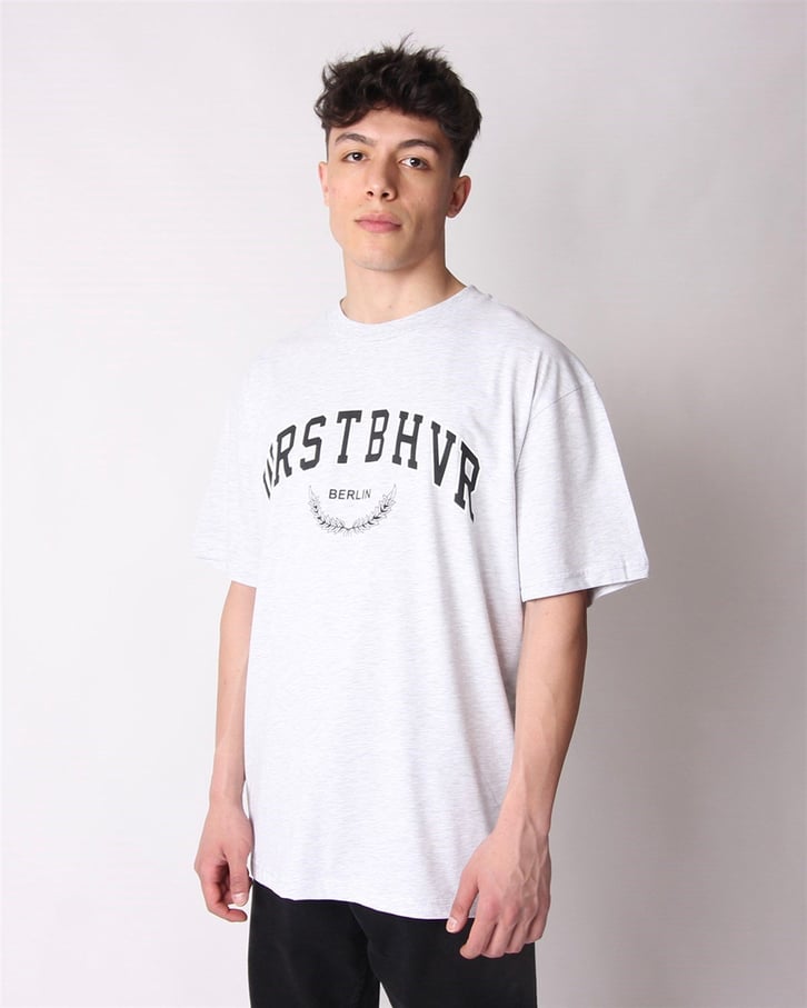 RELAXID FIT BASKILI BEYAZ TSHIRT