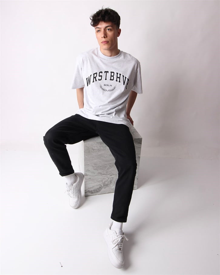 RELAXID FIT BASKILI BEYAZ TSHIRT