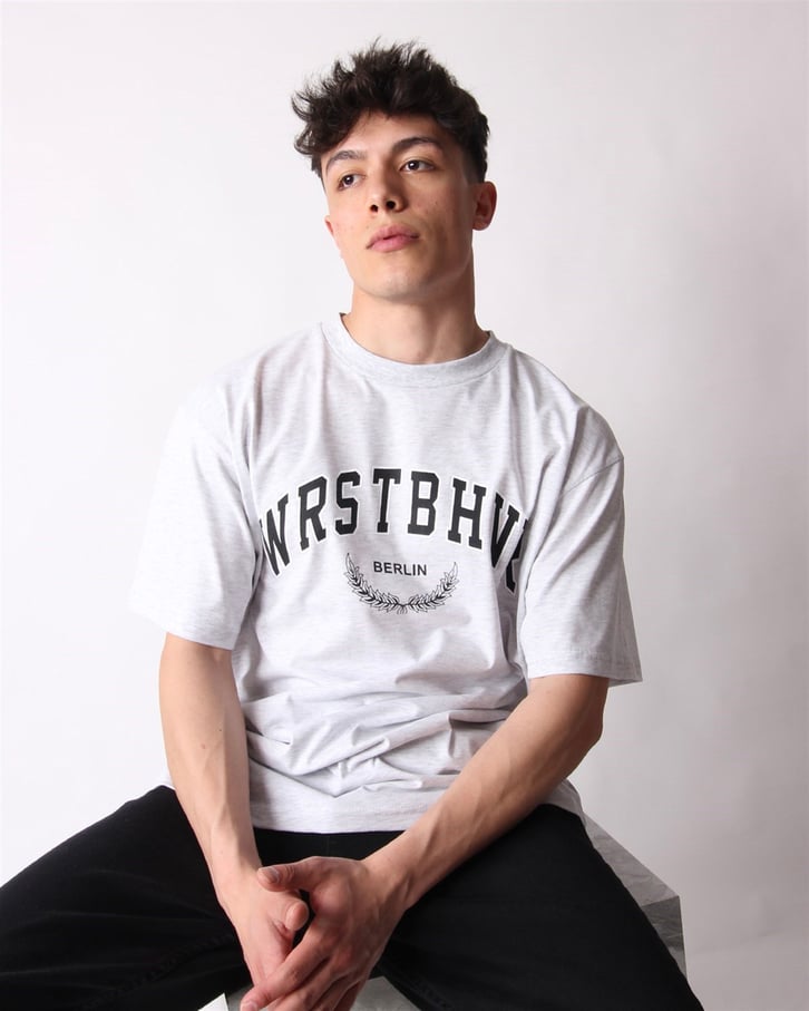 RELAXID FIT BASKILI BEYAZ TSHIRT